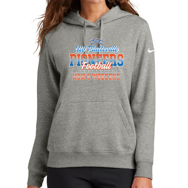 UW-Platteville Football Mom's Weekend Logo 1 - Women's Club Fleece Sleeve Swoosh Pullover Hoodie Thumbnail