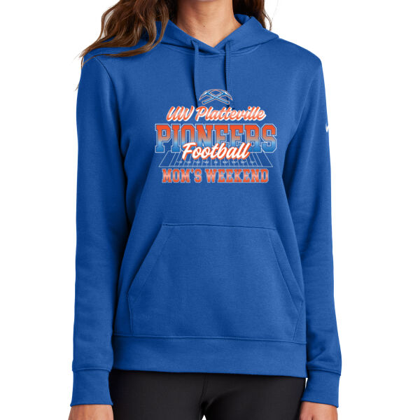 UW-Platteville Football Mom's Weekend Logo 1 - Women's Club Fleece Sleeve Swoosh Pullover Hoodie Thumbnail
